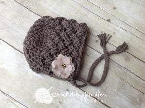 Crochet Pattern for Diagonal Weave Baby Bonnet | Crochet Baby Bonnet Pattern | Baby Hat Crocheting Pattern | DIY Written Crochet Instructions