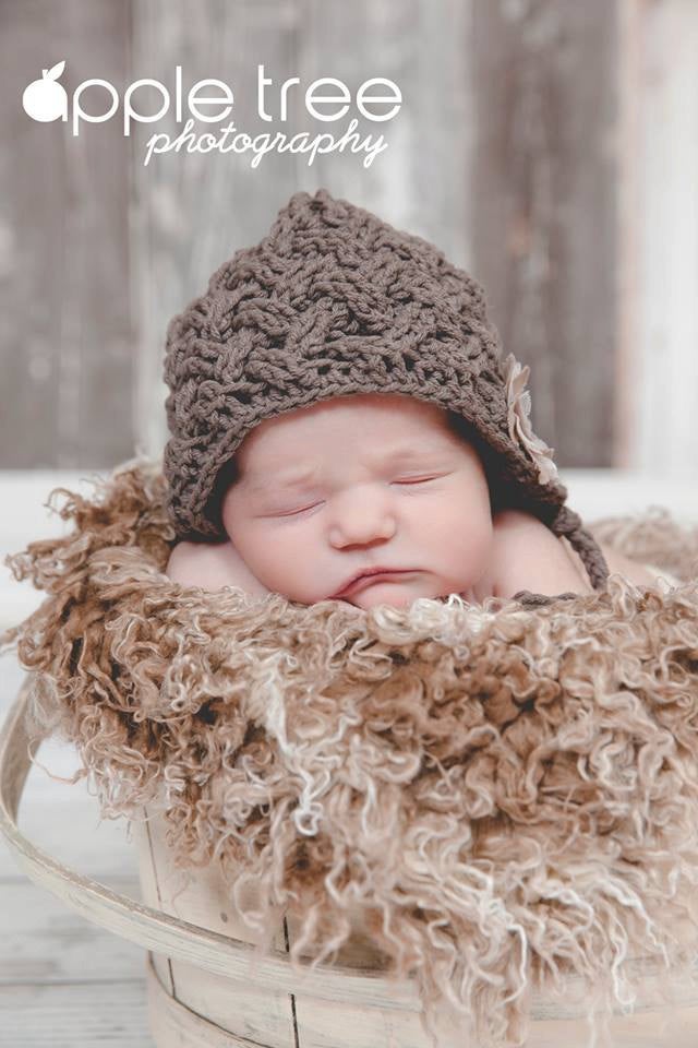 Crochet Pattern for Diagonal Weave Baby Bonnet | Crochet Baby Bonnet Pattern | Baby Hat Crocheting Pattern | DIY Written Crochet Instructions