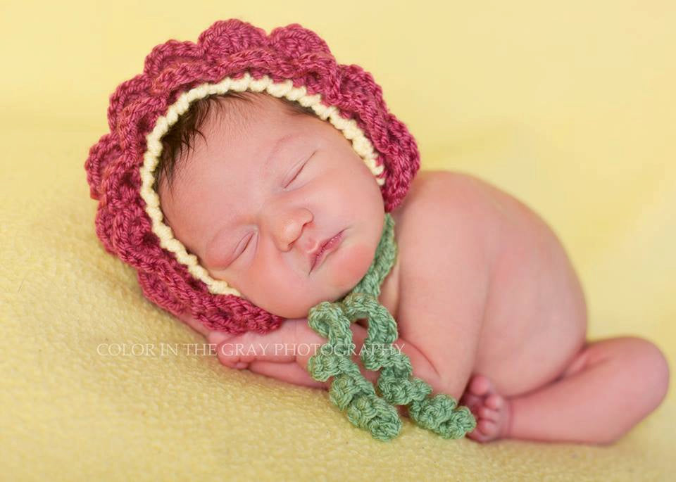 Crochet Pattern for Flower Baby Bonnet | Crochet Baby Bonnet Pattern | Baby Hat Crocheting Pattern | DIY Written Crochet Instructions