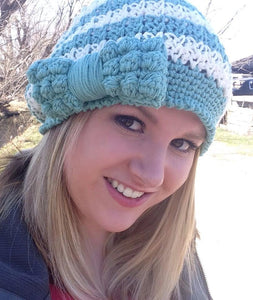 Crochet Pattern for Bella Slouch Beanie Hat with Bobble Bow | Crochet Hat Pattern | Hat Crocheting Pattern | DIY Written Crochet Instructions