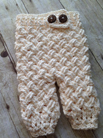 Crochet Pattern for Diagonal Weave Baby Pants | Crochet Baby Pants Pattern | Baby Pants Crocheting Pattern | DIY Written Crochet Instructions