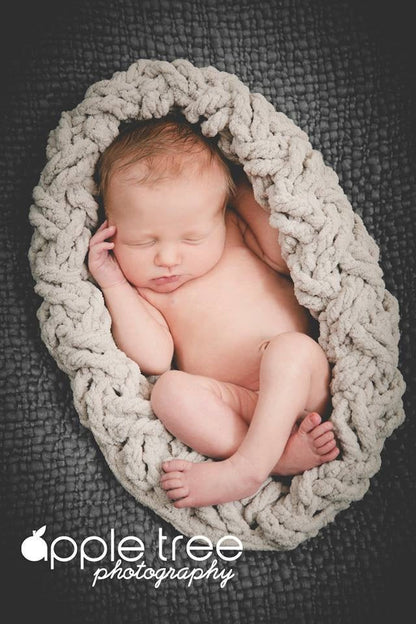 Crochet Pattern for Chunky Diagonal Weave Baby Cocoon, Bowl, or Basket | Crochet Snuggle Sack Pattern | Baby Cocoon Crocheting Pattern | DIY Written Crochet Instructions
