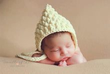 Load image into Gallery viewer, Crochet Pattern for Ripple Stitch Pixie Bonnet | Crochet Baby Bonnet Pattern | Baby Hat Crocheting Pattern | DIY Written Crochet Instructions
