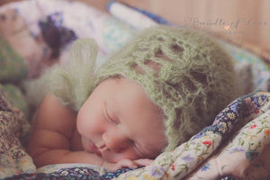 Crochet Pattern for Mohair Ella Baby Bonnet | Crochet Baby Bonnet Pattern | Baby Hat Crocheting Pattern | DIY Written Crochet Instructions