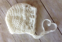 Load image into Gallery viewer, Crochet Pattern for Mohair Ella Baby Bonnet | Crochet Baby Bonnet Pattern | Baby Hat Crocheting Pattern | DIY Written Crochet Instructions
