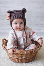 Load image into Gallery viewer, Crochet Pattern for Ribbed Baby Bear Bonnet | Crochet Baby Bonnet Pattern | Baby Hat Crocheting Pattern | DIY Written Crochet Instructions
