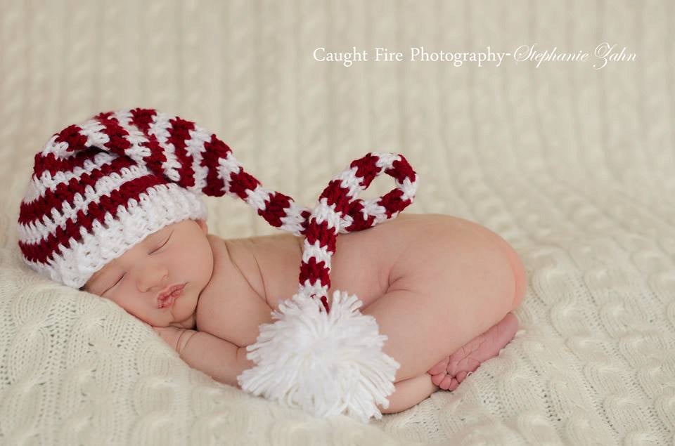 Crochet Pattern for Striped Stocking Cap, Santa or Elf Hat | Crochet Hat Pattern | Christmas Hat Crocheting Pattern | DIY Written Crochet Instructions