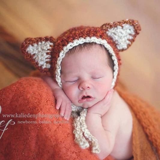 Crochet Pattern for Woodland Fox or Bear Baby Bonnet | Crochet Baby Bonnet Pattern | Baby Hat Crocheting Pattern | DIY Written Crochet Instructions