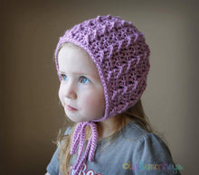 Load image into Gallery viewer, Crochet Pattern for Cable Cross Baby Bonnet | Crochet Baby Bonnet Pattern | Baby Hat Crocheting Pattern | DIY Written Crochet Instructions

