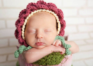 Crochet Pattern for Flower Baby Bonnet | Crochet Baby Bonnet Pattern | Baby Hat Crocheting Pattern | DIY Written Crochet Instructions