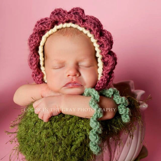 Crochet Pattern for Flower Baby Bonnet | Crochet Baby Bonnet Pattern | Baby Hat Crocheting Pattern | DIY Written Crochet Instructions