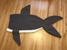 Load image into Gallery viewer, Crochet Pattern for Shark Tail Blanket | Crochet Shark Tail Cocoon Pattern | Shark Tail Crocheting Pattern | DIY Written Crochet Instructions
