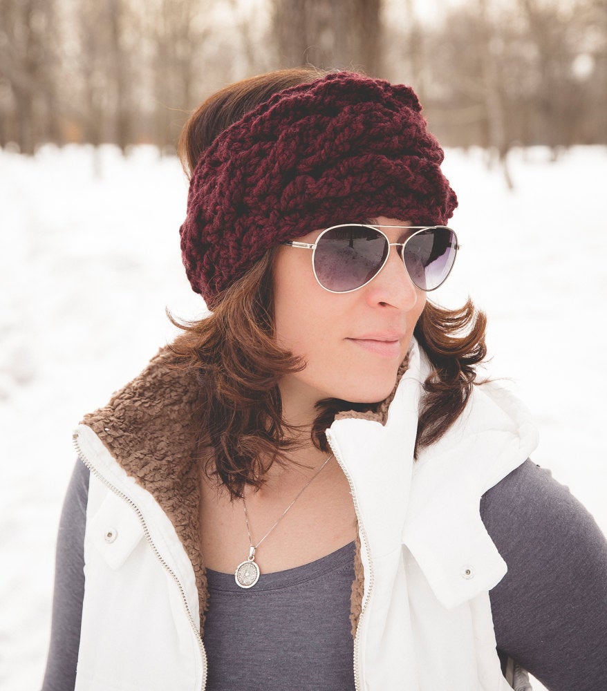 Crochet Pattern for Super Chunky Cabled Ear Warmer | Crochet Headband Pattern | Ear Warmer Crocheting Pattern | DIY Written Crochet Instructions