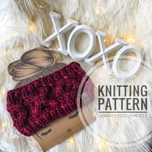 Load image into Gallery viewer, KNIT Pattern for XOXO Headband | Knitting Pattern PDF Instructions | DIY Written Tutorial | Ear Warmer Knitting Pattern | Knit Pattern
